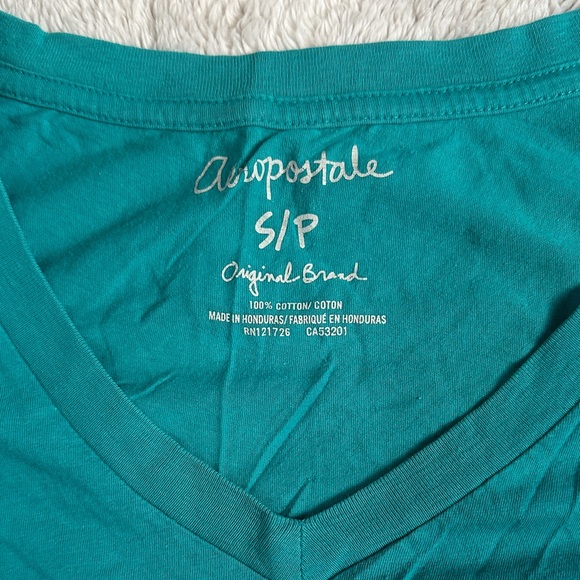 Aeropostale Teal V-Neck Graphic Tee - Picture 2 of 4